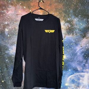 Black and Yellow Long Sleeve Tee with Logo